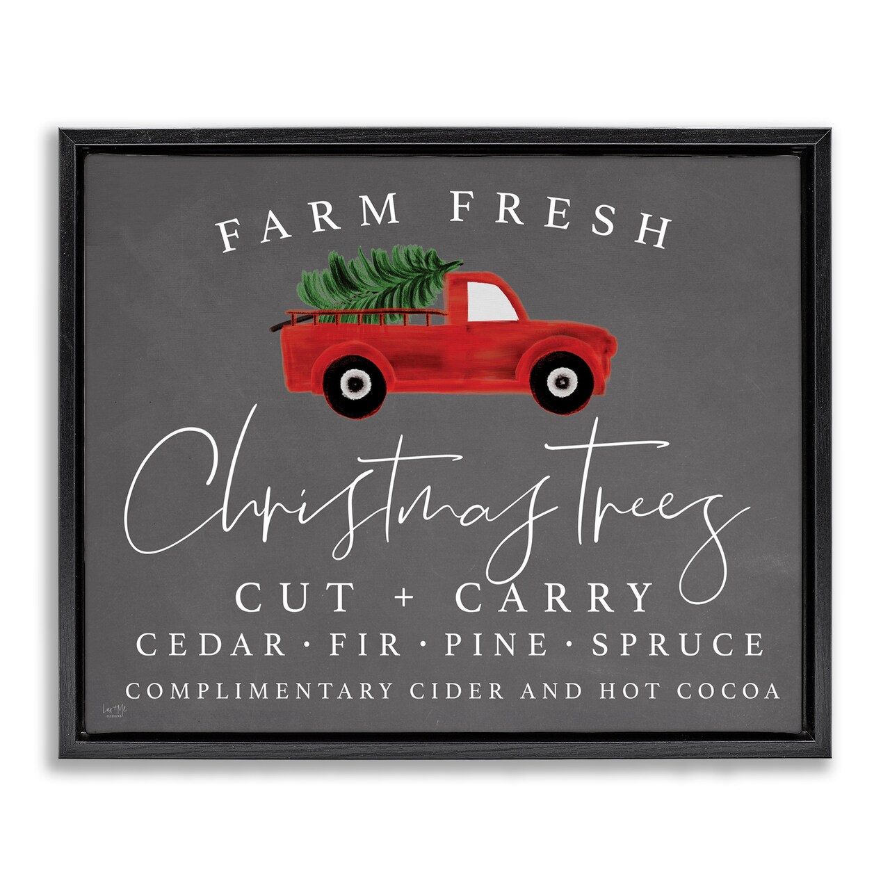 Stupell Industries Farm Fresh Trees over Grey Black Framed Floater Canvas Wall Art, design by Lux + Me Designs